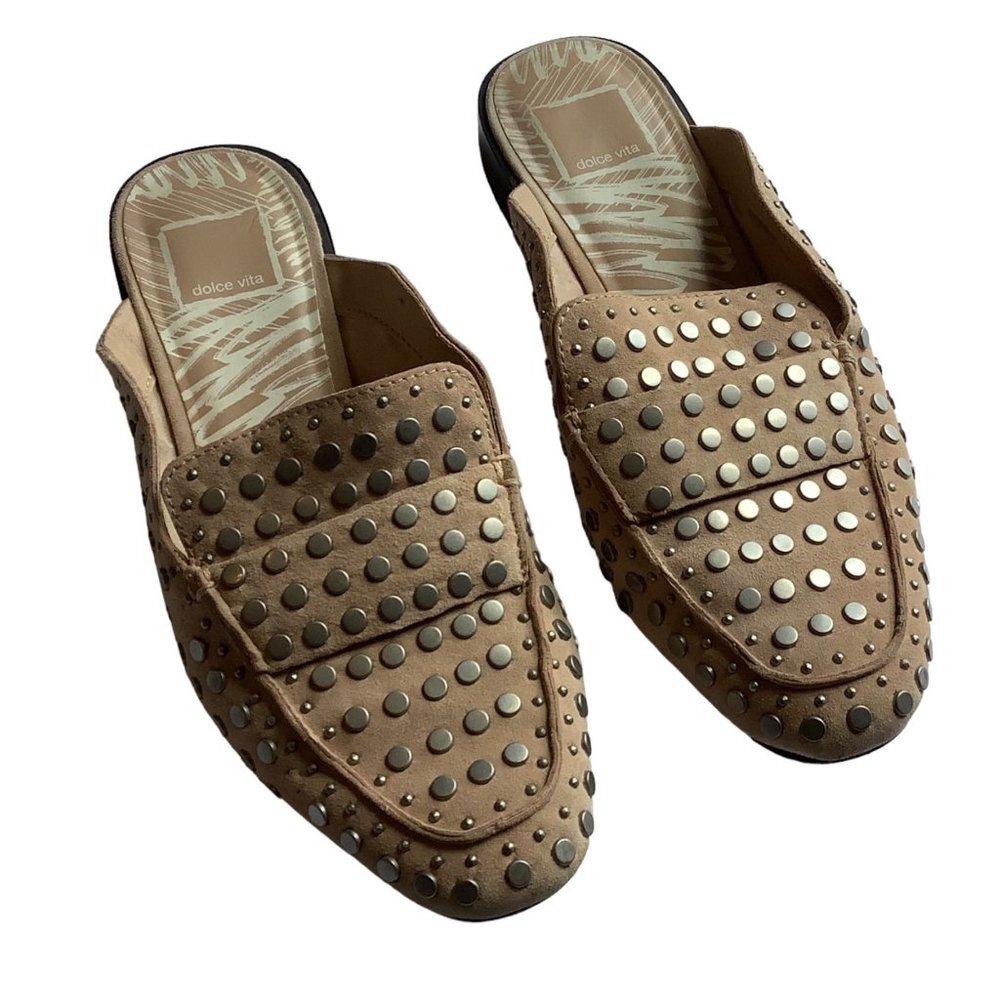 Dolce Vita MAURA Mules Shoes Women Sizeโ 6.5 Studded Leather Tan